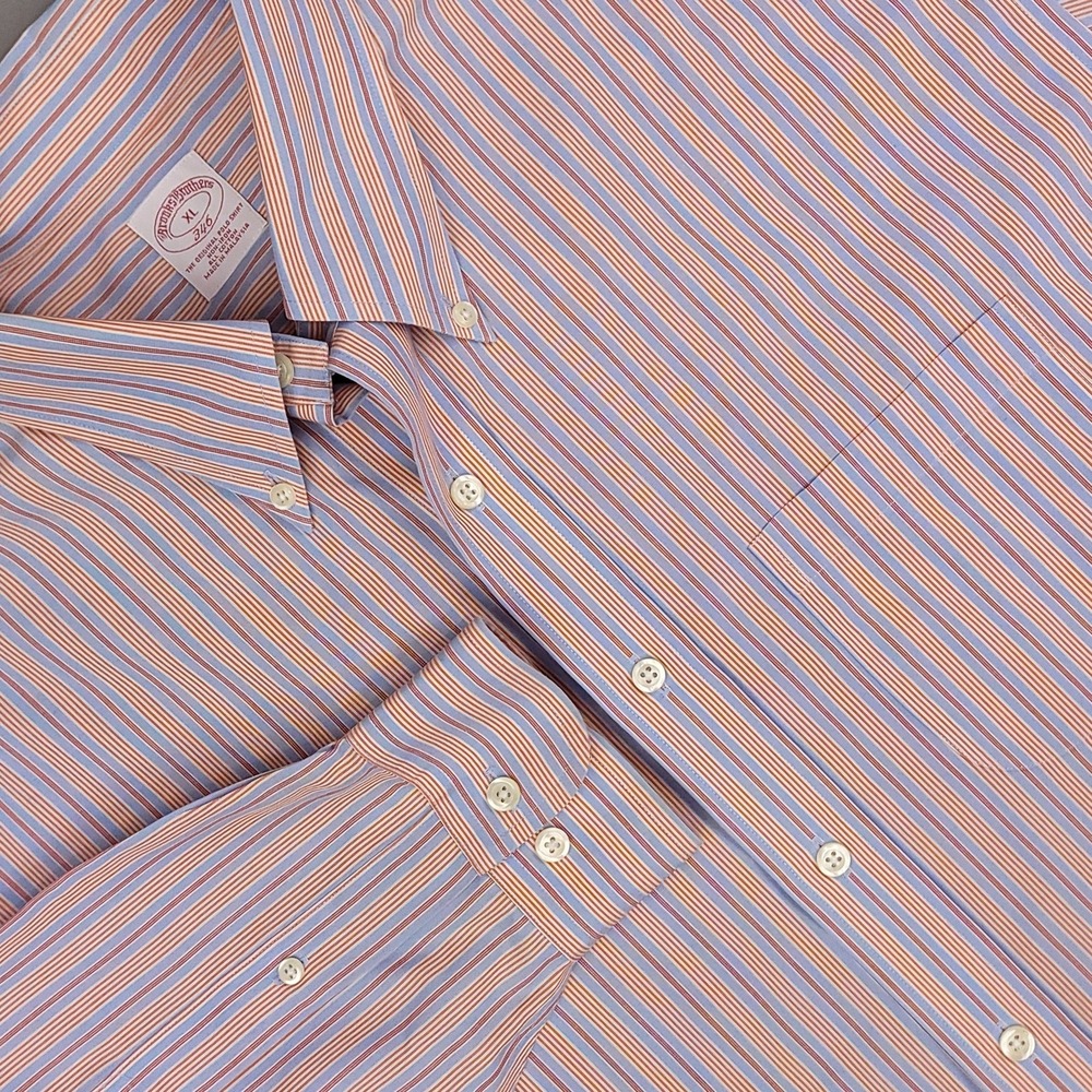 Brooks Brothers 346 Shirt Mens XL Striped Non Iron Button Down Dress Shirt